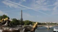 Eiffel Tower Paris Skyline Nymphs of Seine Alexander III Bridge Pont Tour Boat HD Footage