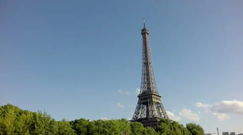 The Eiffel Tower in Paris, Sliding camera from Sena Stock Footage 50154316