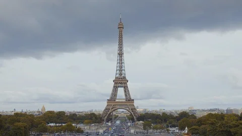 Eiffel Tower in Paris in summer Stock Footage 126645226