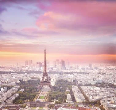 Eiffel tower in Paris at sunset Stock Photos