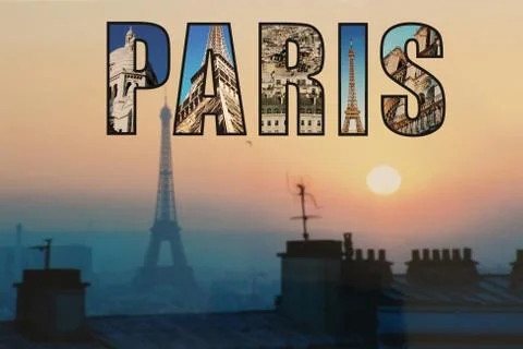 Eiffel Tower in Paris sunset Stock Photos