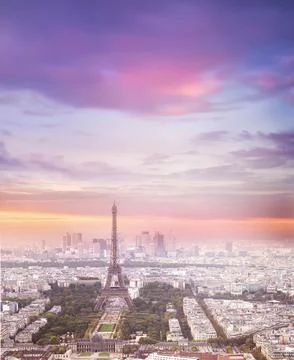 Eiffel tower in Paris at sunset. Stock Photos