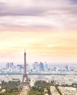 Eiffel tower in Paris at sunset. Stock Photos