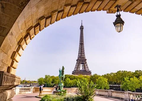  The Eiffel Tower in Paris view from Bir-Hakeim Bridge - CITY OF PARIS, FR... Stock Photos