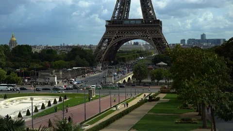 Eiffel Tower Paris viewed from the Trocadero Plaza - UHD 30P. Stock Footage 86601935