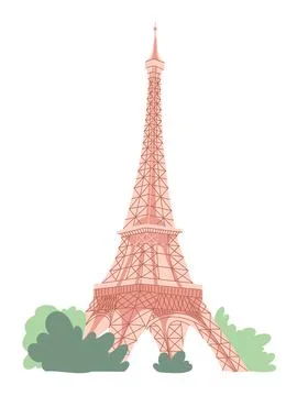 Eiffel tower in Paris on white background. 스톡 일러스트