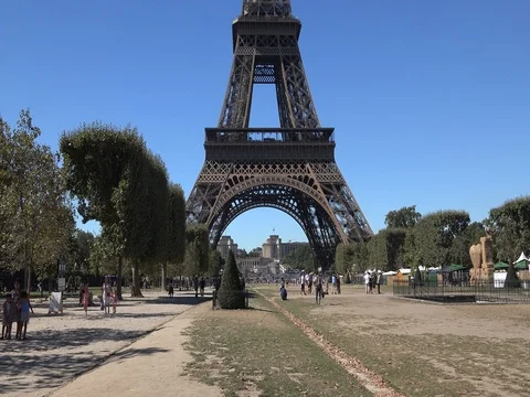 Eiffel Tower in Paris,Champ de Mars and Trocadero,the most recognizable landmark Stock Footage 78282190