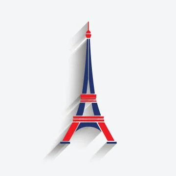 Eiffel Tower in patriotic colors. Logo icon Stock Illustration