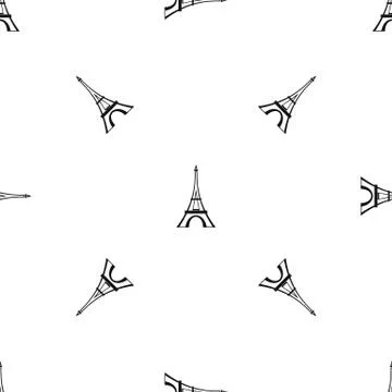 Eiffel tower pattern seamless black イラスト素材