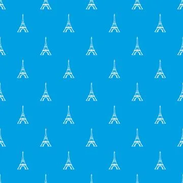 Eiffel tower pattern seamless blue Stock Illustration