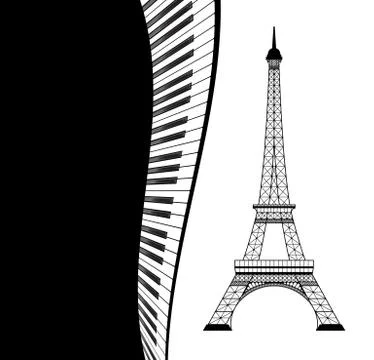 Eiffel tower with piano Stock-Illustration