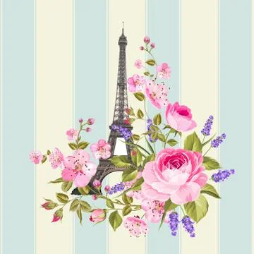Eiffel tower post card design イラスト素材