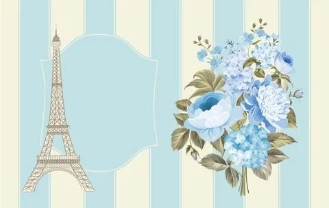 Eiffel tower post card Stock Illustration