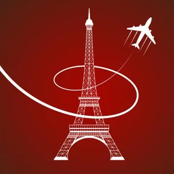 Eiffel tower on red Illustrazione stock