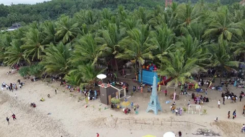 Eiffel Tower Replica on the Beach Stock Footage 244648336