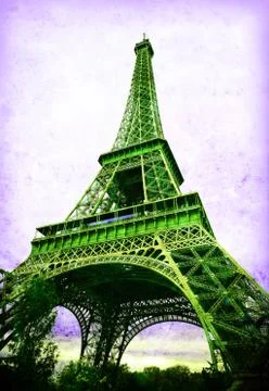 Eiffel Tower - retro postcard styled. Stock Photos