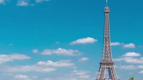 Eiffel tower at the river Seine timelapse from bridge in Paris, France Stock Footage 236492998