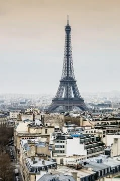 Eiffel Tower rooftops of Paris Stock Photos