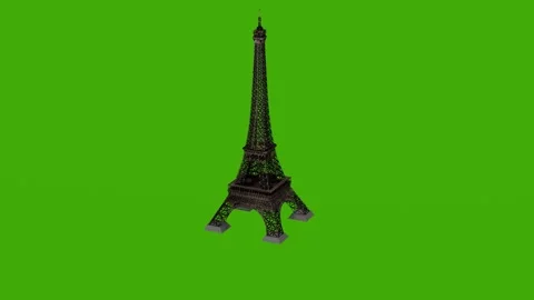 Eiffel Tower Rotating on Green Screen Stock Footage 279078095