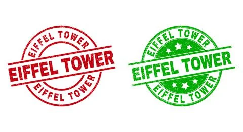 EIFFEL TOWER Round Seals Using Scratched Texture Stock Illustration