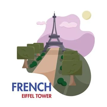 Eiffel tower scenic view. Vector Stock Illustration