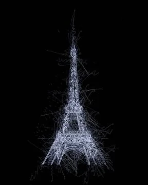 Eiffel tower scribble sketch Eiffel tower stylized scribble sketch over bl... Fotos Stock
