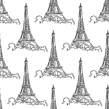 Eiffel tower seamless background pattern Stock Illustration