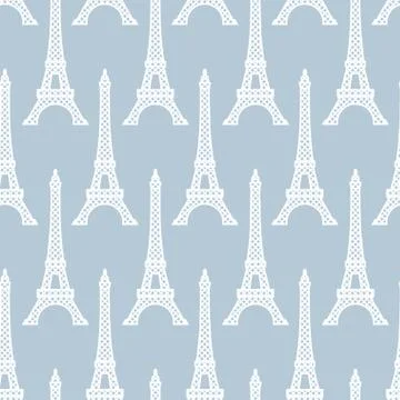 Eiffel Tower seamless pattern. French vector background. Vintage fabric textu Illustrazione stock