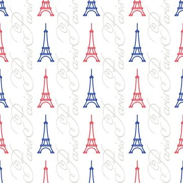 The Eiffel Tower seamless pattern 스톡 일러스트