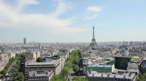 Eiffel Tower as seen from Arc du Triomph in Paris Stock Footage 43900498