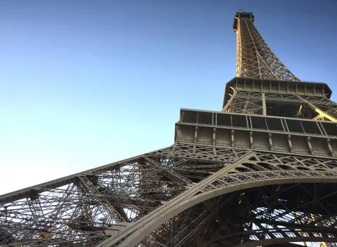 The Eiffel Tower as seen from below Stock Photos