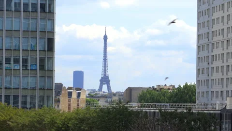 Eiffel Tower seen from La Defense district in Paris, France Stock Footage 255197809