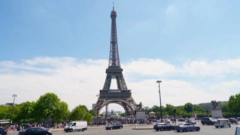 The Eiffel tower seen from the riverside of the Seine in Paris, France Stock Footage 112033656