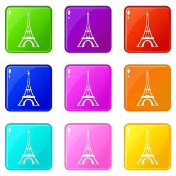 Eiffel tower set 9 Stock Illustration