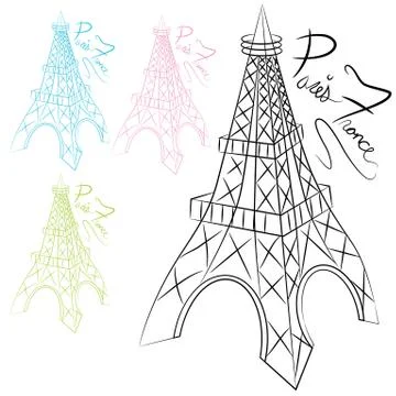 Eiffel Tower Set Illustrazione stock