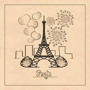 Eiffel tower silhouette Stockillustratie