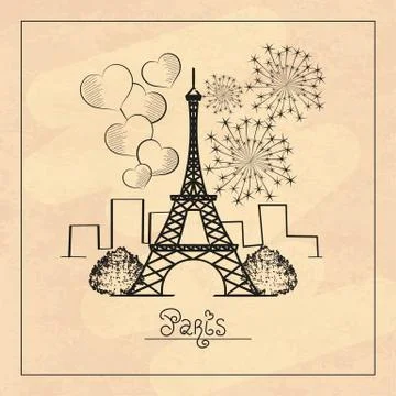 Eiffel tower silhouette イラスト素材