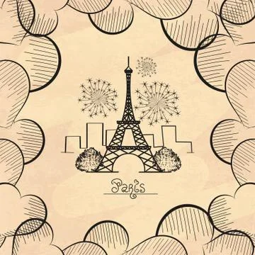 Eiffel tower silhouette 스톡 일러스트
