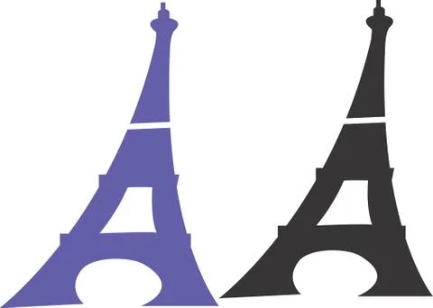 Eiffel tower, silhouette, isolated object on white background, vector illustr Stock Illustration