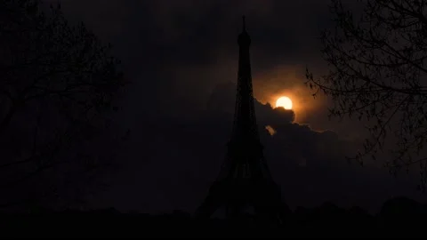 Eiffel Tower Silhouette - Parisian Landm... | Stock Video | Pond5