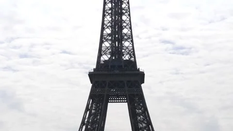 Eiffel Tower Silhouetted on Cloudy Sky, Paris, France Stock Footage 237923076
