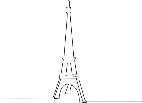 Eiffel tower simple line art illustration Vector Stock Illustration