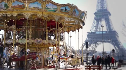 Eiffel tower Slow motion carousel, Paris - 1080p Stock Footage 47320577