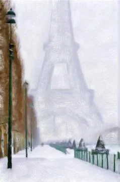 Eiffel Tower Snow イラスト素材