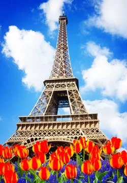 Eiffel Tower at spring, Paris Stock Photos