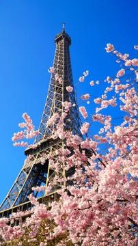 Eiffel Tower in spring time, Paris, France Stock Photos