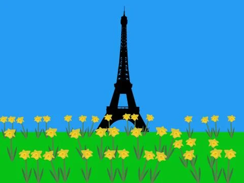 Eiffel tower in springtime Stock Illustration