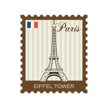 Eiffel Tower Stamp Illustrazione stock
