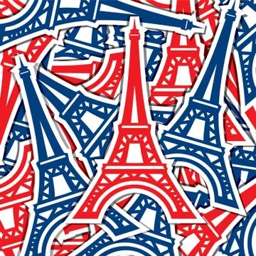 Eiffel Tower sticker card in vector format. Illustrazione stock