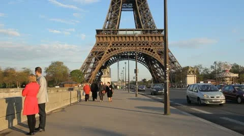Eiffel Tower. Street scene. Stock Footage 11058834